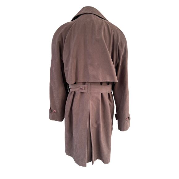 1990's Brown Cocoa Lined Cropped Trench Coat - Picture 2 of 2